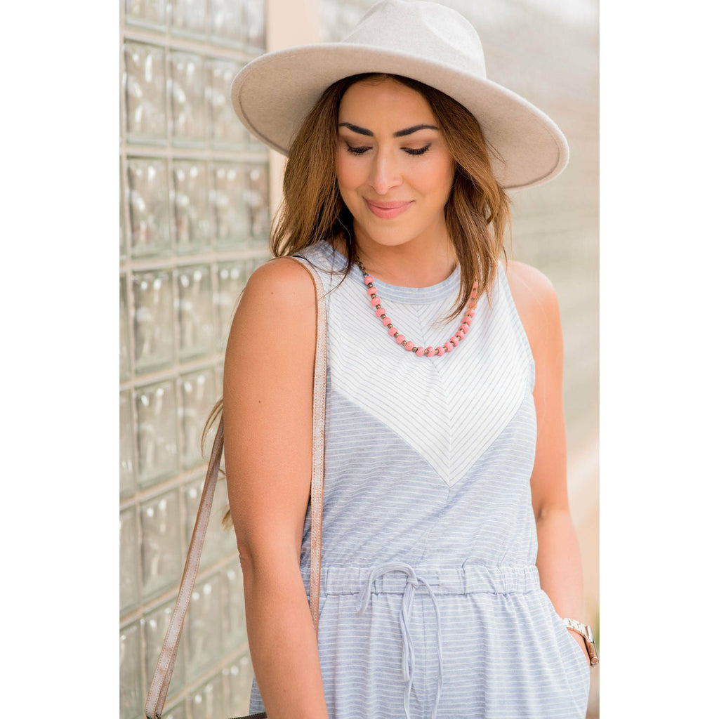 Chevron Thin Striped Romper - Betsey's Boutique Shop - Jumpsuits & Rompers