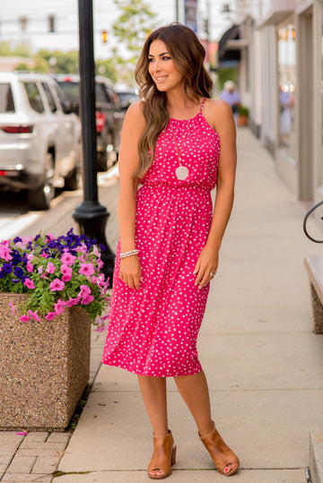 Spotted Halter Tank Midi Dress - Betsey's Boutique Shop -