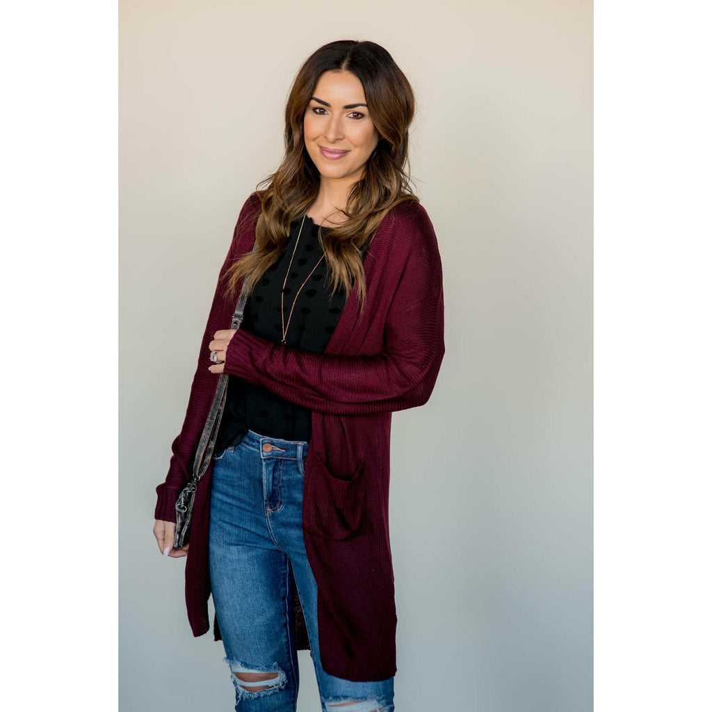 Side Slit Tissue Cardigan - Betsey's Boutique Shop - Coats & Jackets