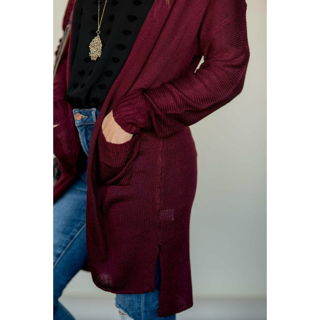 Side Slit Tissue Cardigan - Betsey's Boutique Shop - Coats & Jackets