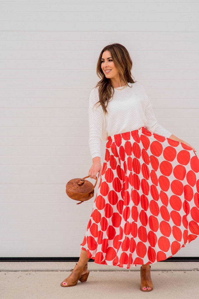 Polka Dot Accordion Maxi Skirt - Betsey's Boutique Shop -