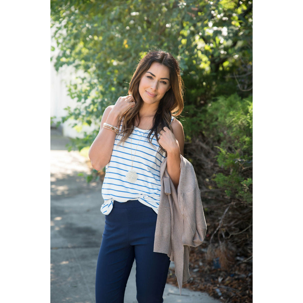 Perry Blue Striped Tank - Betsey's Boutique Shop