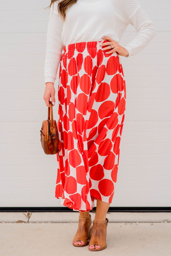 Polka Dot Accordion Maxi Skirt - Betsey's Boutique Shop -