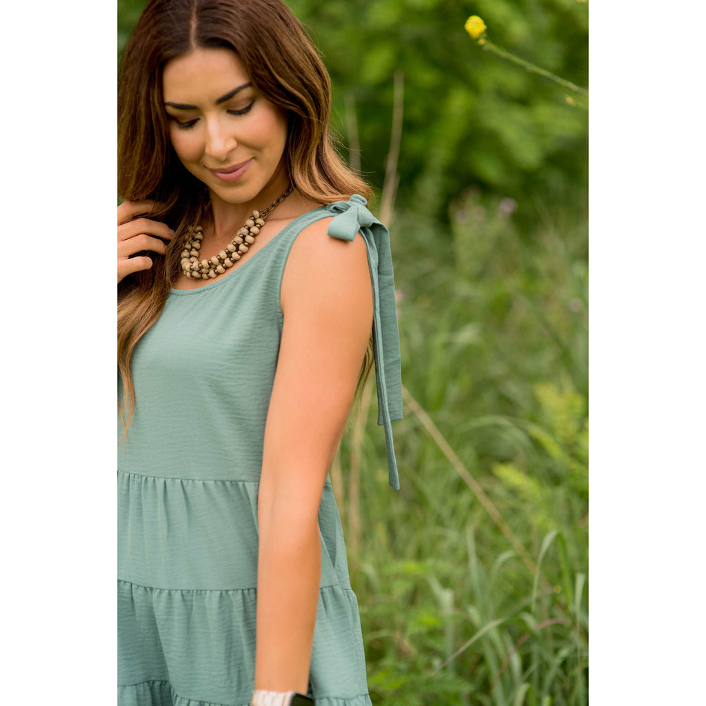 Tie Strap Tiered Dress - Betsey's Boutique Shop