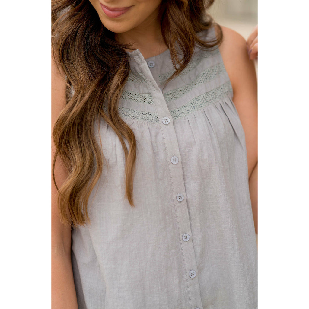 Button Down Knit Tank - Betsey's Boutique Shop