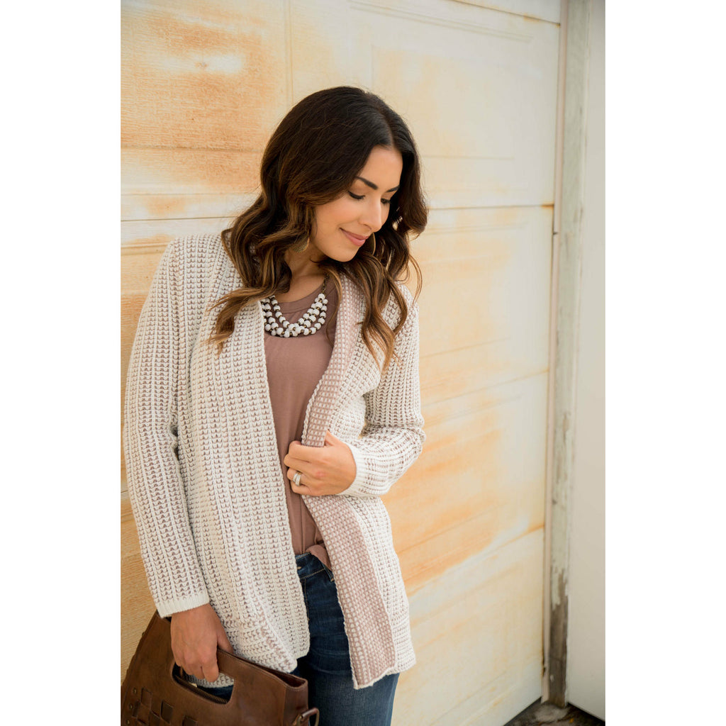 Mixed Knit Cardigan - Betsey's Boutique Shop