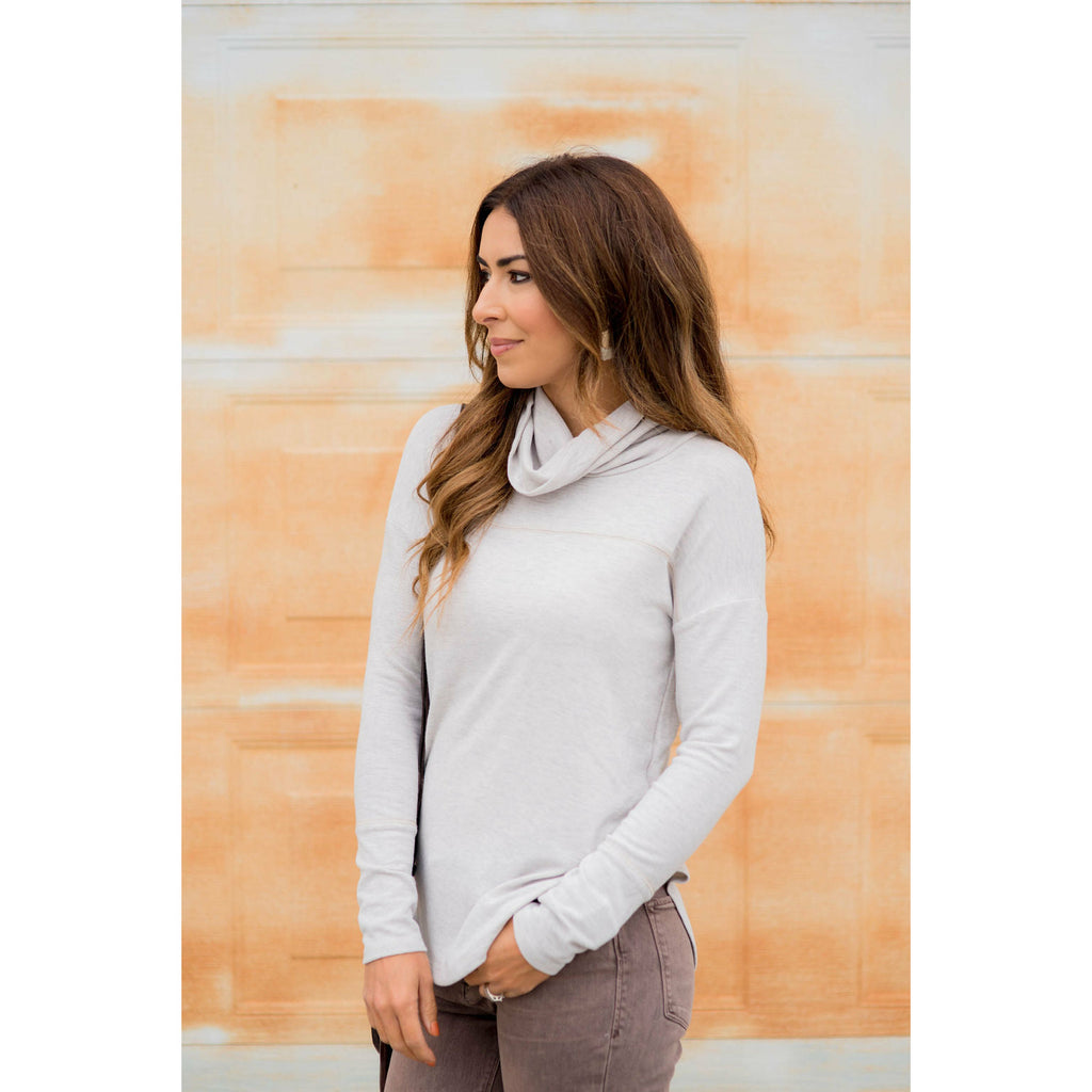 Raw Stitched Cowl Neck - Betsey's Boutique Shop