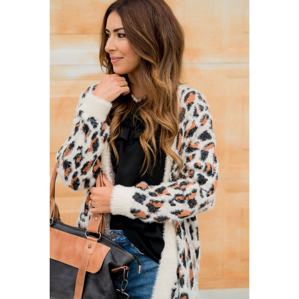 So Soft Solid Trimmed Leopard Cardigan - Betsey's Boutique Shop