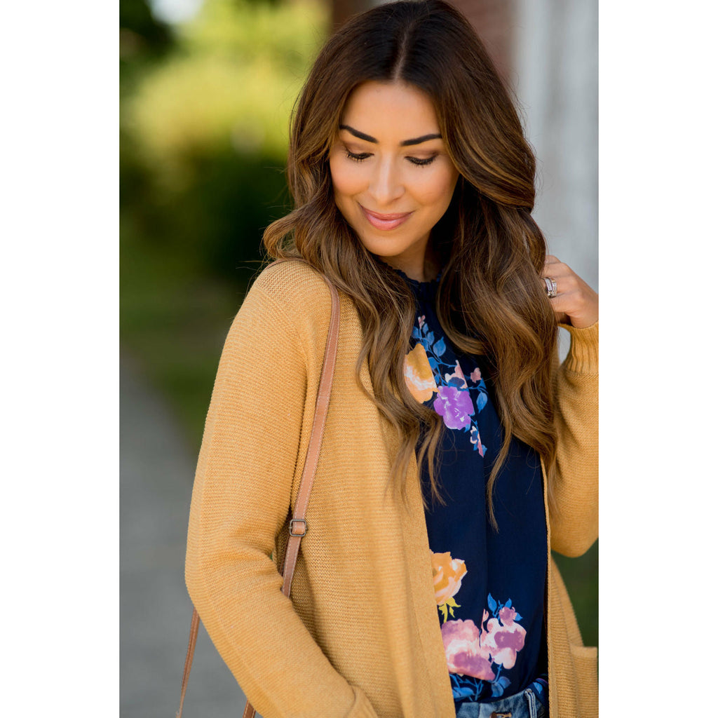 Textured Heavy Short Pocket Cardigan - Betsey's Boutique Shop