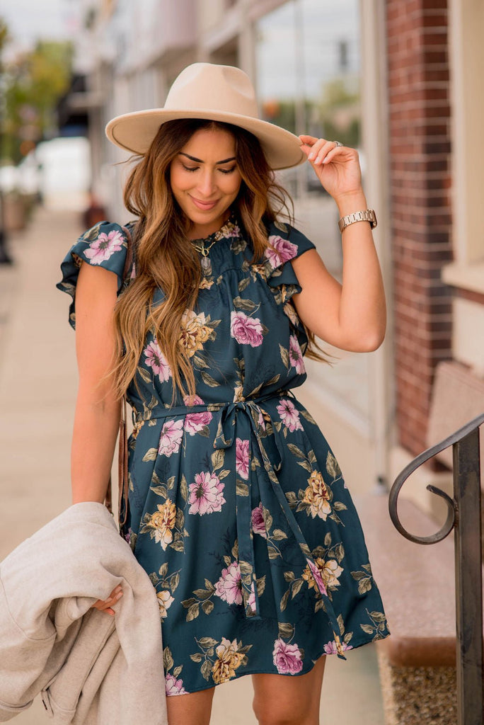 Timeless Floral Ruffle Tie Dress - Betsey's Boutique Shop -