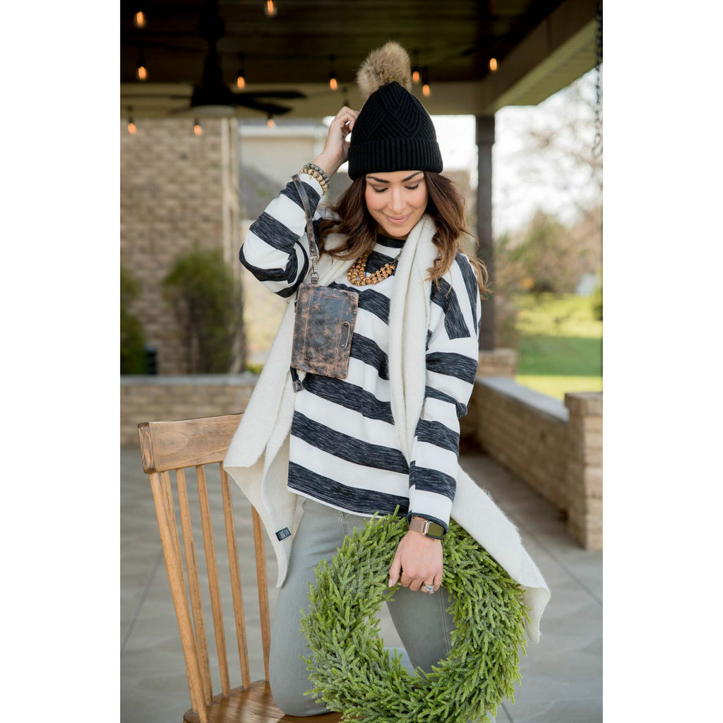 Striped V Stitched Sweatshirt - Betsey's Boutique Shop - Shirts & Tops