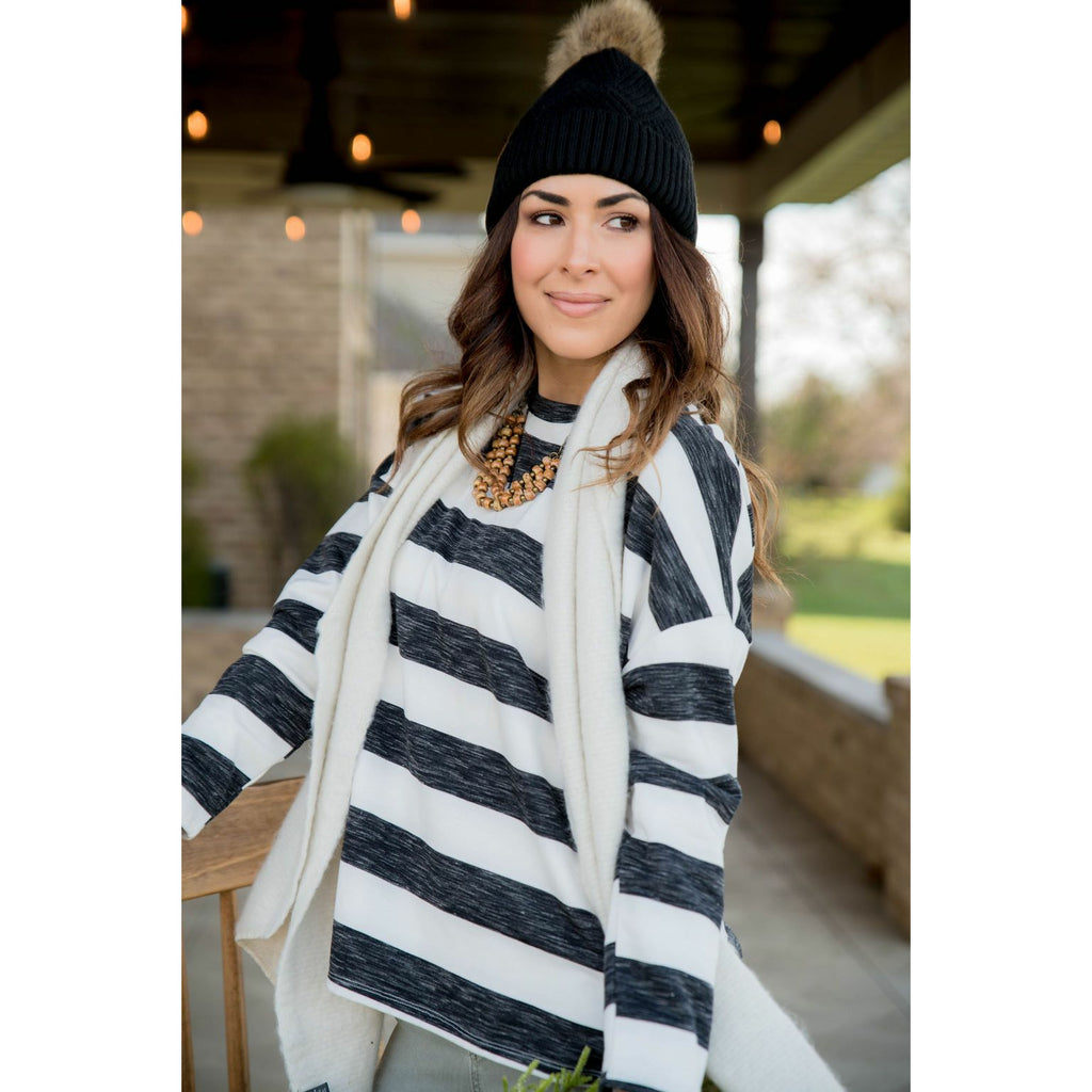 Striped V Stitched Sweatshirt - Betsey's Boutique Shop - Shirts & Tops