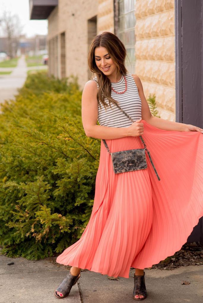 Solid Accordion Maxi Skirt - Betsey's Boutique Shop -