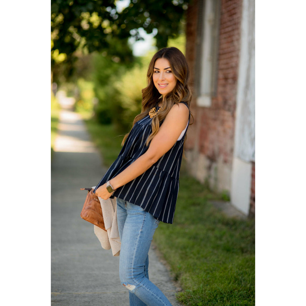 Vertical Striped Triple Tiered Tank - Betsey's Boutique Shop