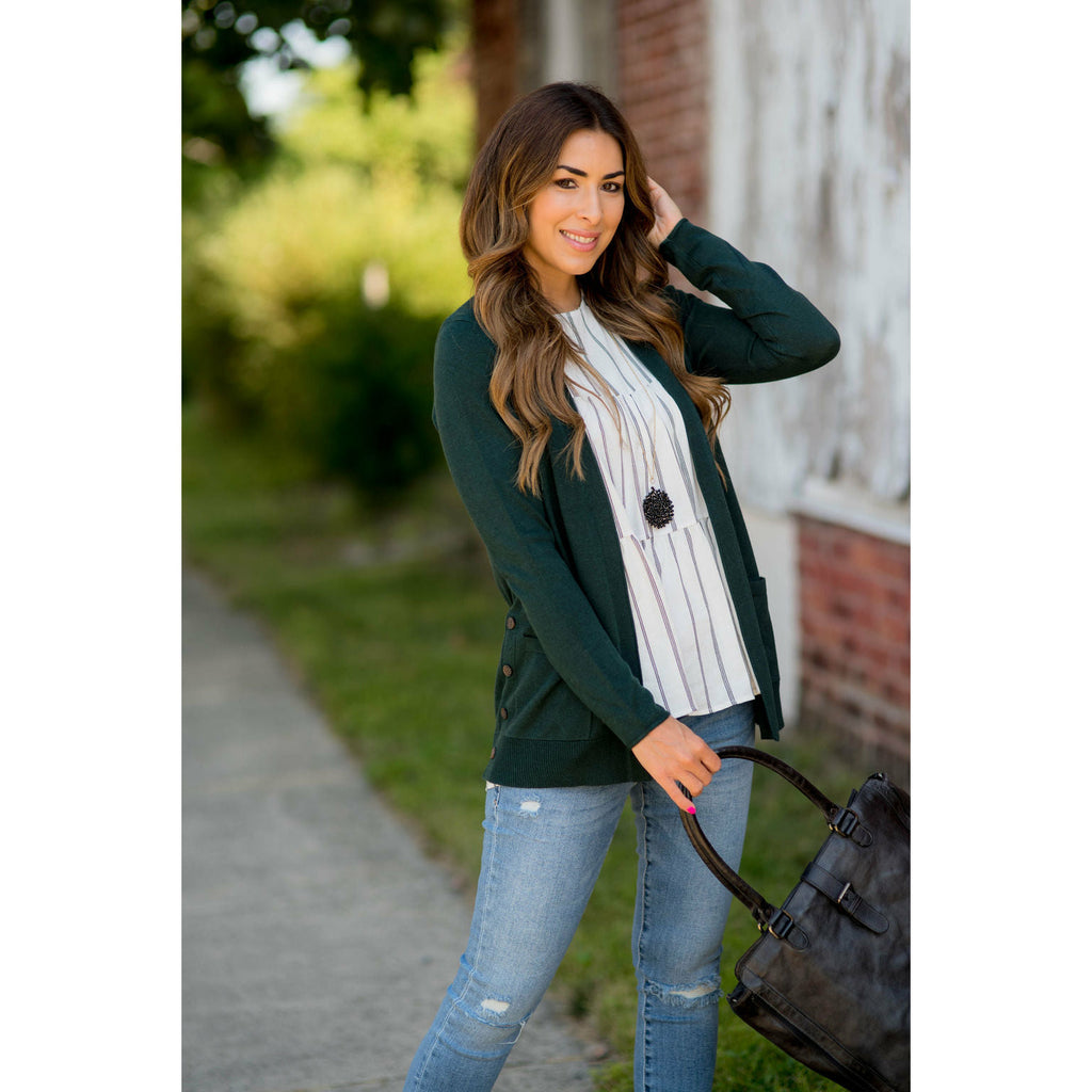 Side Button Pocket Cardigan - Betsey's Boutique Shop