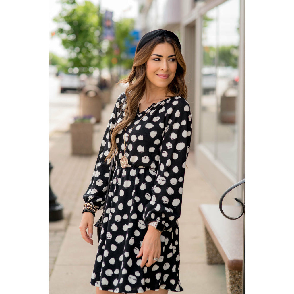 Black Polka Dot Sweater Dress - Betsey's Boutique Shop