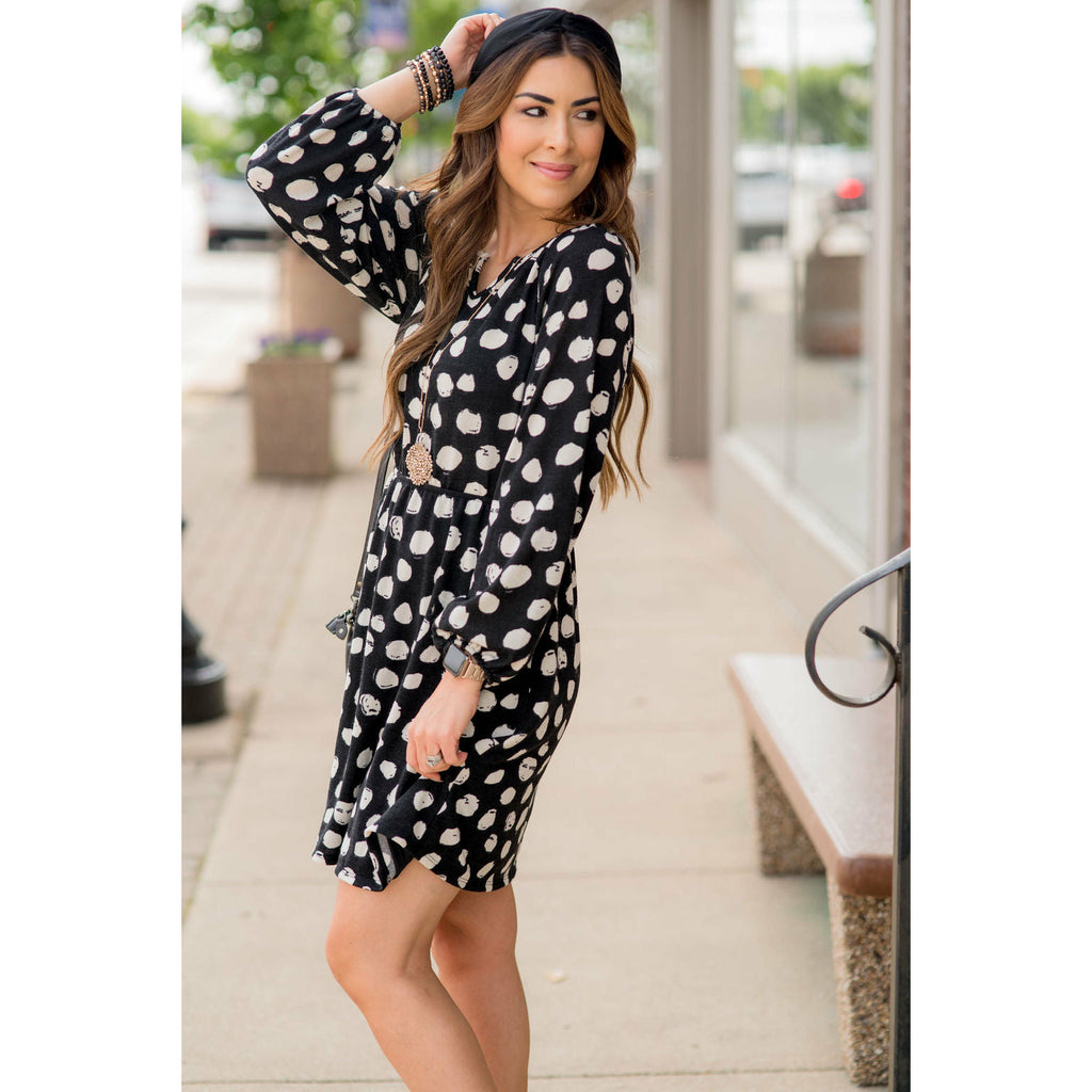 Black Polka Dot Sweater Dress - Betsey's Boutique Shop