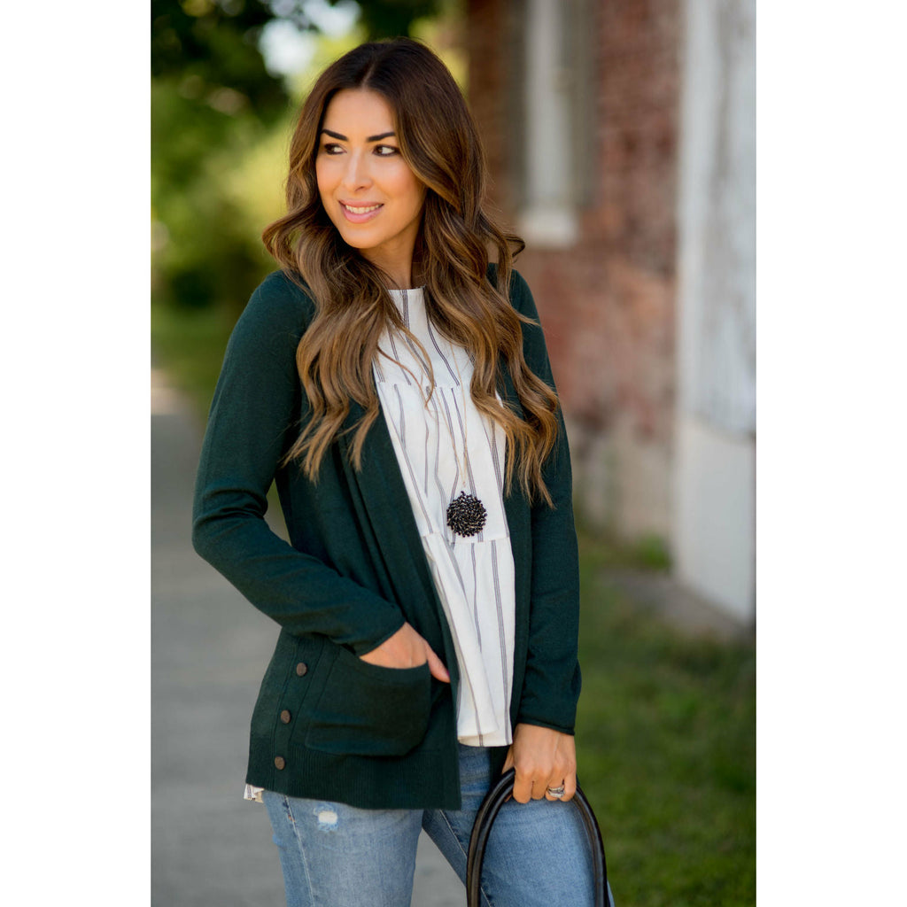 Side Button Pocket Cardigan - Betsey's Boutique Shop