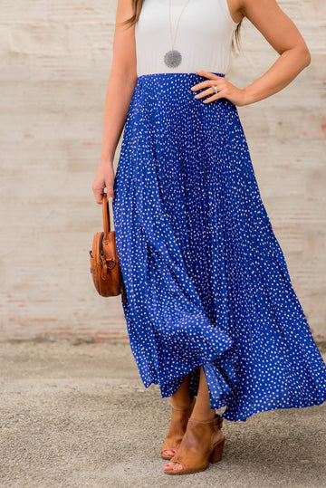 Spotted Accordion Maxi Skirt - Betsey's Boutique Shop -