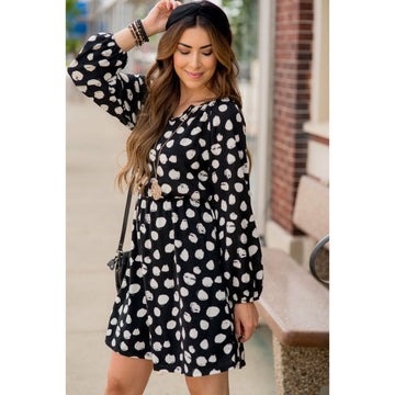 Black Polka Dot Sweater Dress - Betsey's Boutique Shop