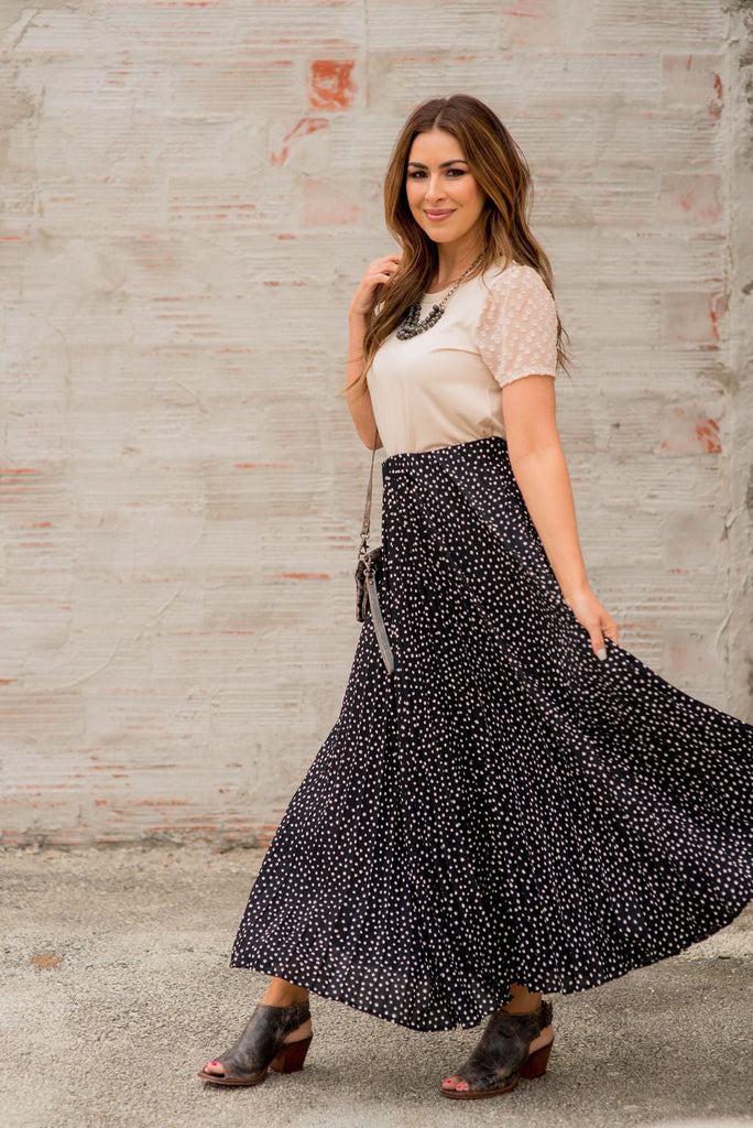 Spotted Accordion Maxi Skirt - Betsey's Boutique Shop -