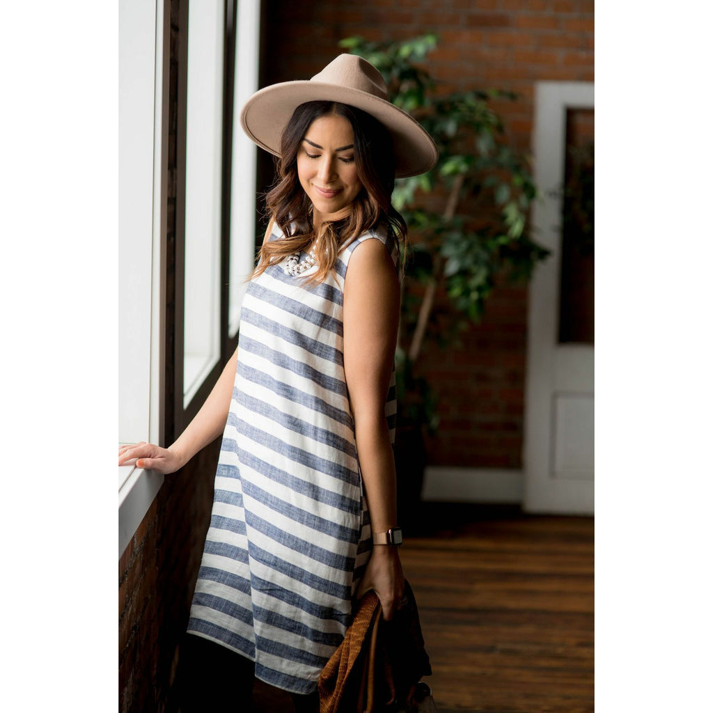 Horizontal Stripe Sleeveless Dress - Betsey's Boutique Shop