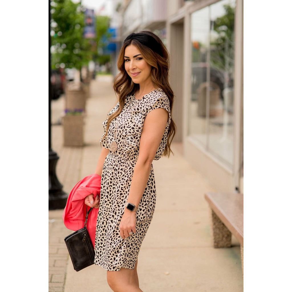 Chic & Classy Cheetah Ruffle Sleeve Dress - Betsey's Boutique Shop