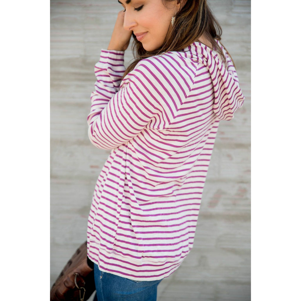 Striped Lightweight Game Day Hoodie - Betsey's Boutique Shop