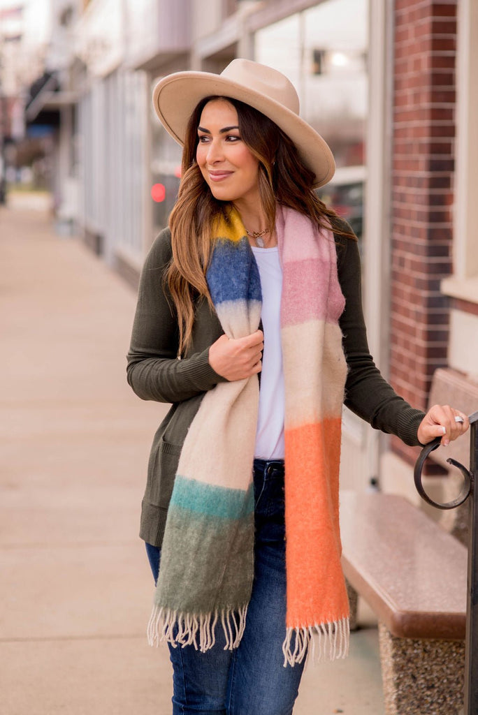 Vibrant Block Dipped Scarf - Betsey's Boutique Shop