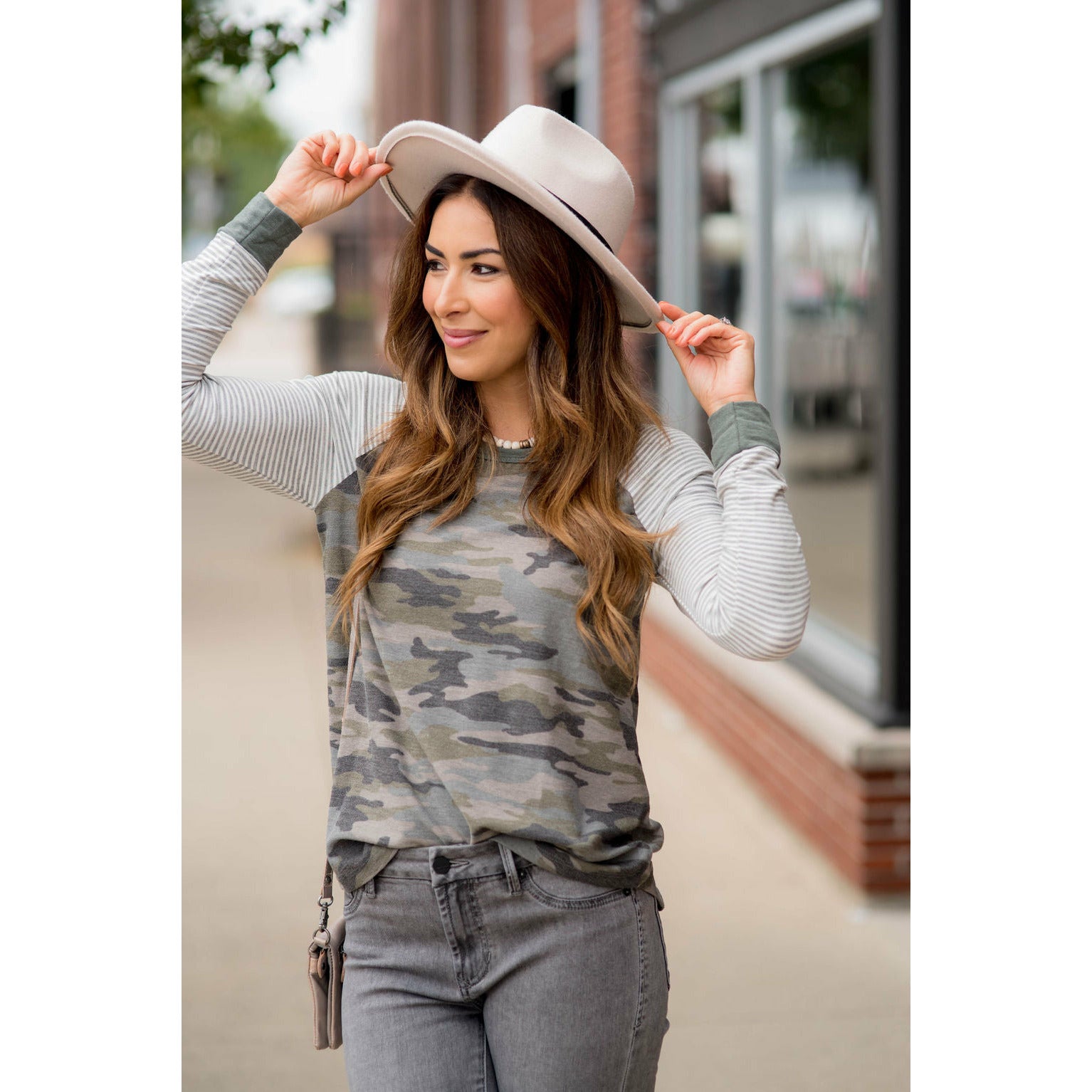 camo and striped shirt