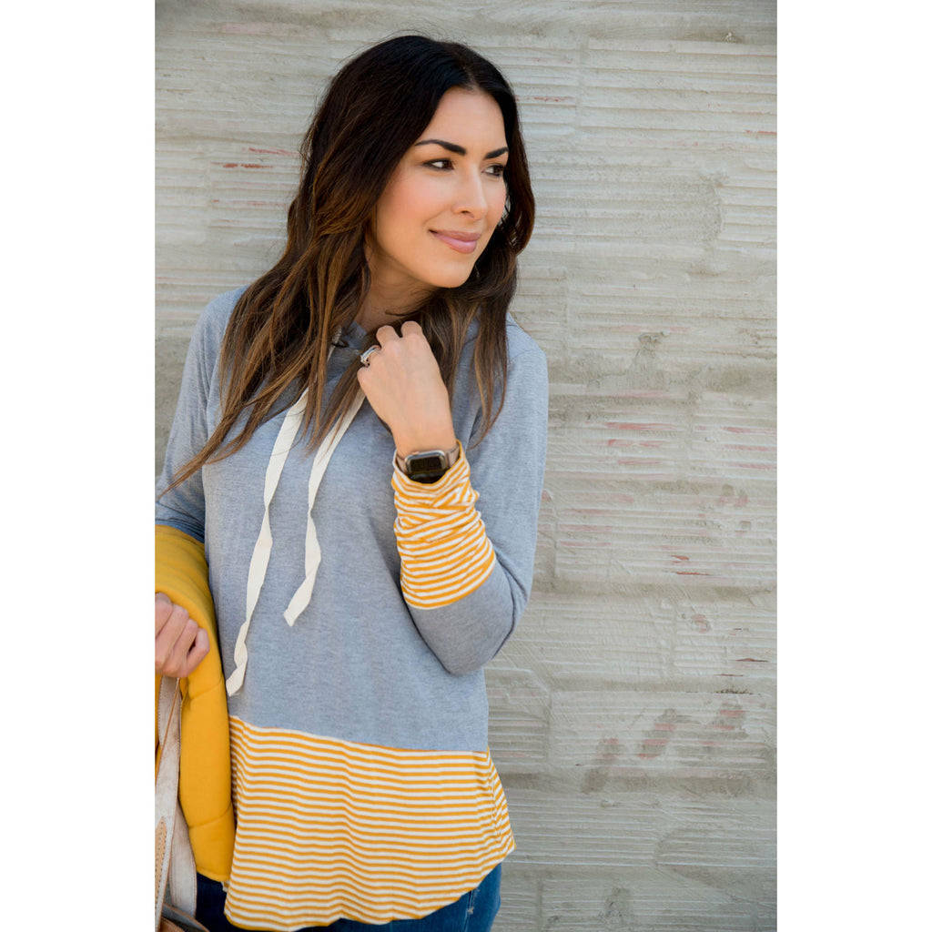 Striped Tipped Hoodie - Betsey's Boutique Shop