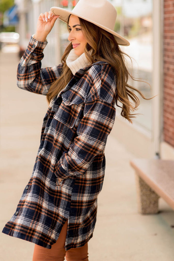 Chic Elongated Plaid Tunic Shacket - Betsey's Boutique Shop