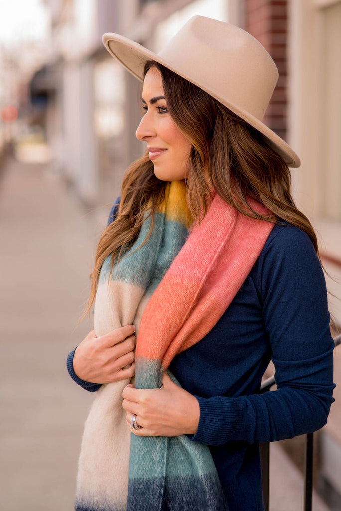 Vibrant Block Dipped Scarf - Betsey's Boutique Shop