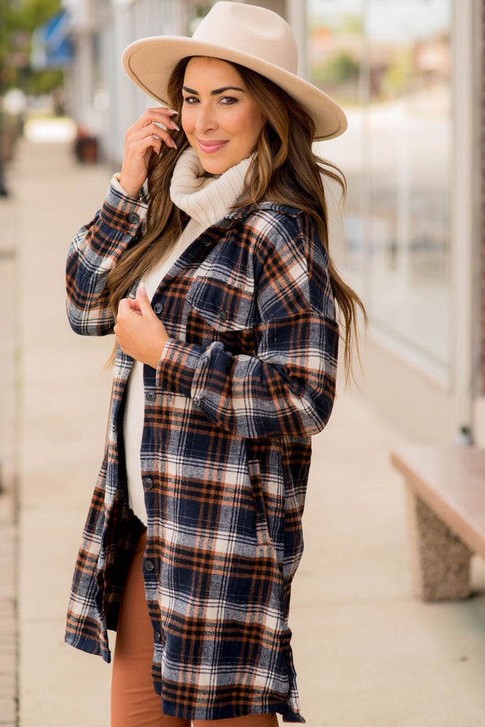 Chic Elongated Plaid Tunic Shacket - Betsey's Boutique Shop