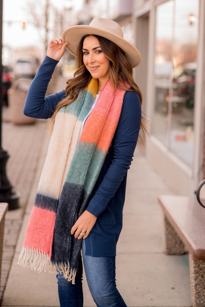 Vibrant Block Dipped Scarf - Betsey's Boutique Shop