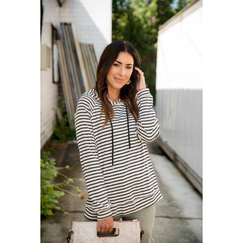 Striped Lightweight Game Day Hoodie - Betsey's Boutique Shop