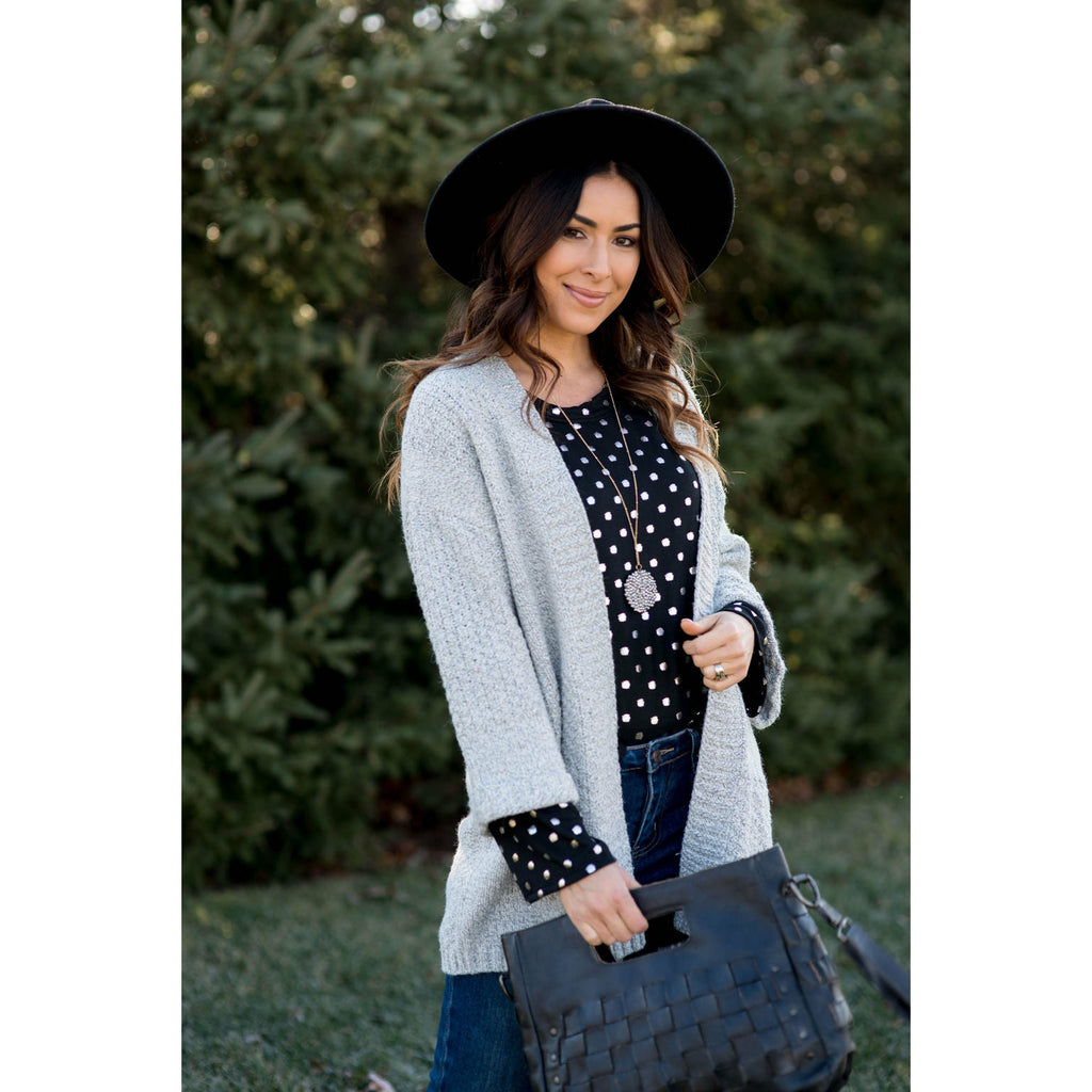 Light Grey Knit Cardigan - Betsey's Boutique Shop