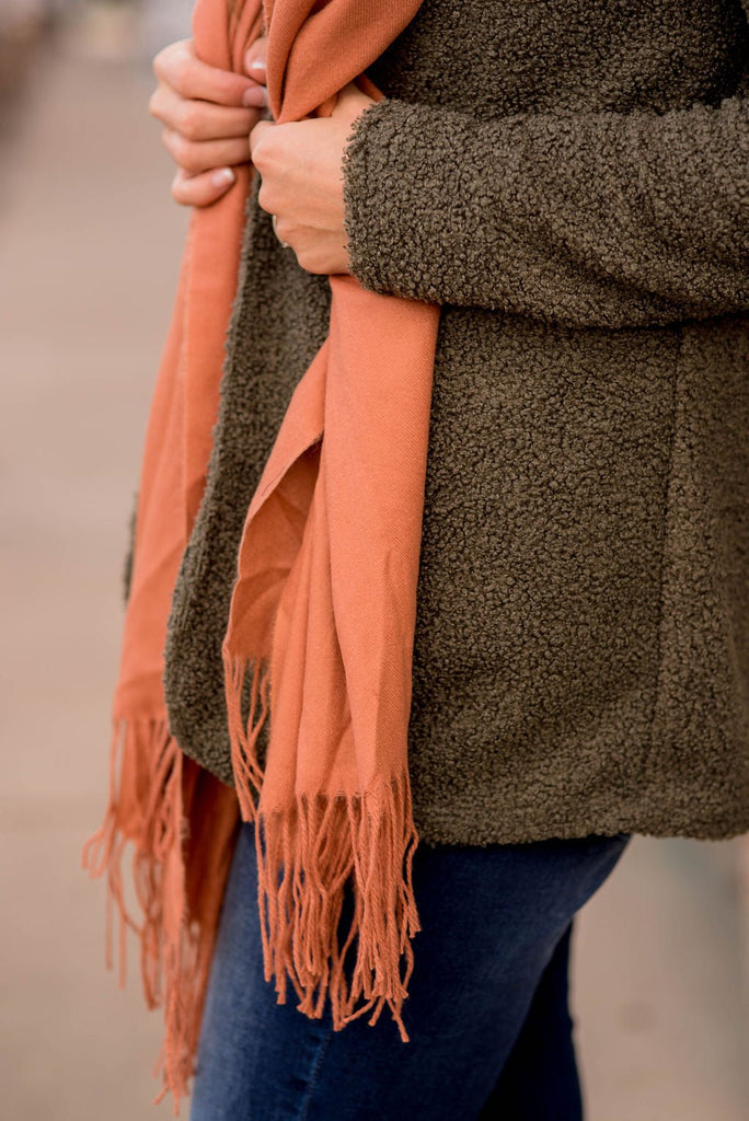 Peach Fringe Scarf - Betsey's Boutique Shop