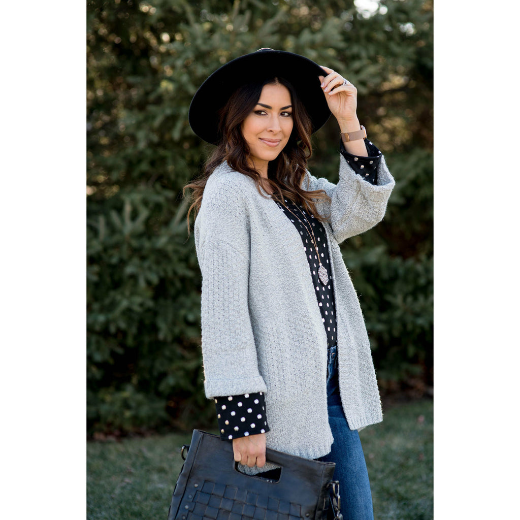 Light Grey Knit Cardigan - Betsey's Boutique Shop