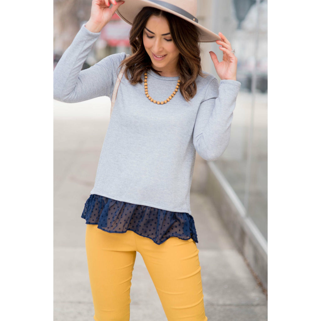 Textured Bottom Sweatshirt - Betsey's Boutique Shop