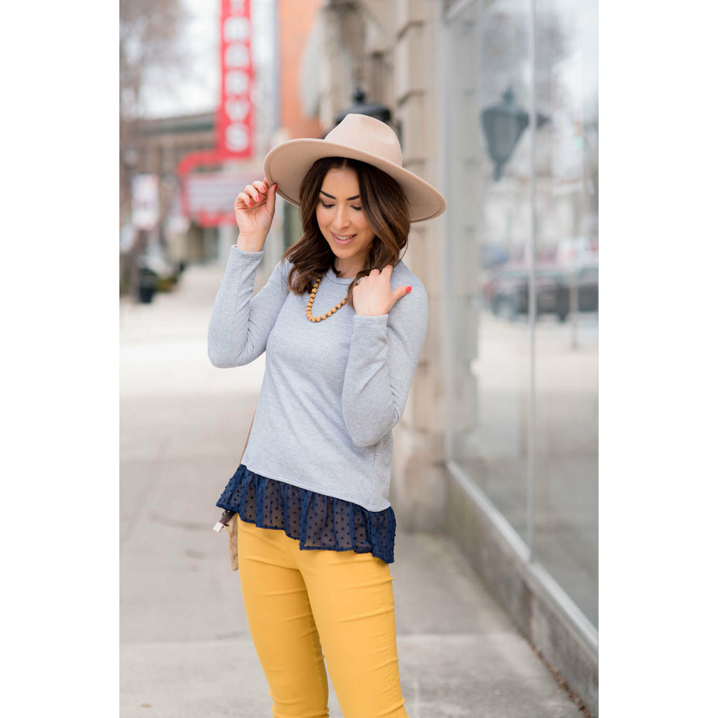 Textured Bottom Sweatshirt - Betsey's Boutique Shop