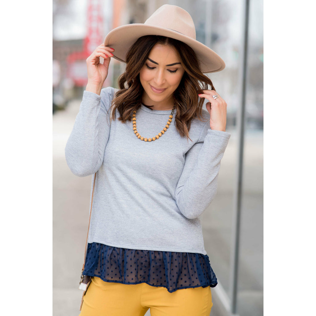 Textured Bottom Sweatshirt - Betsey's Boutique Shop