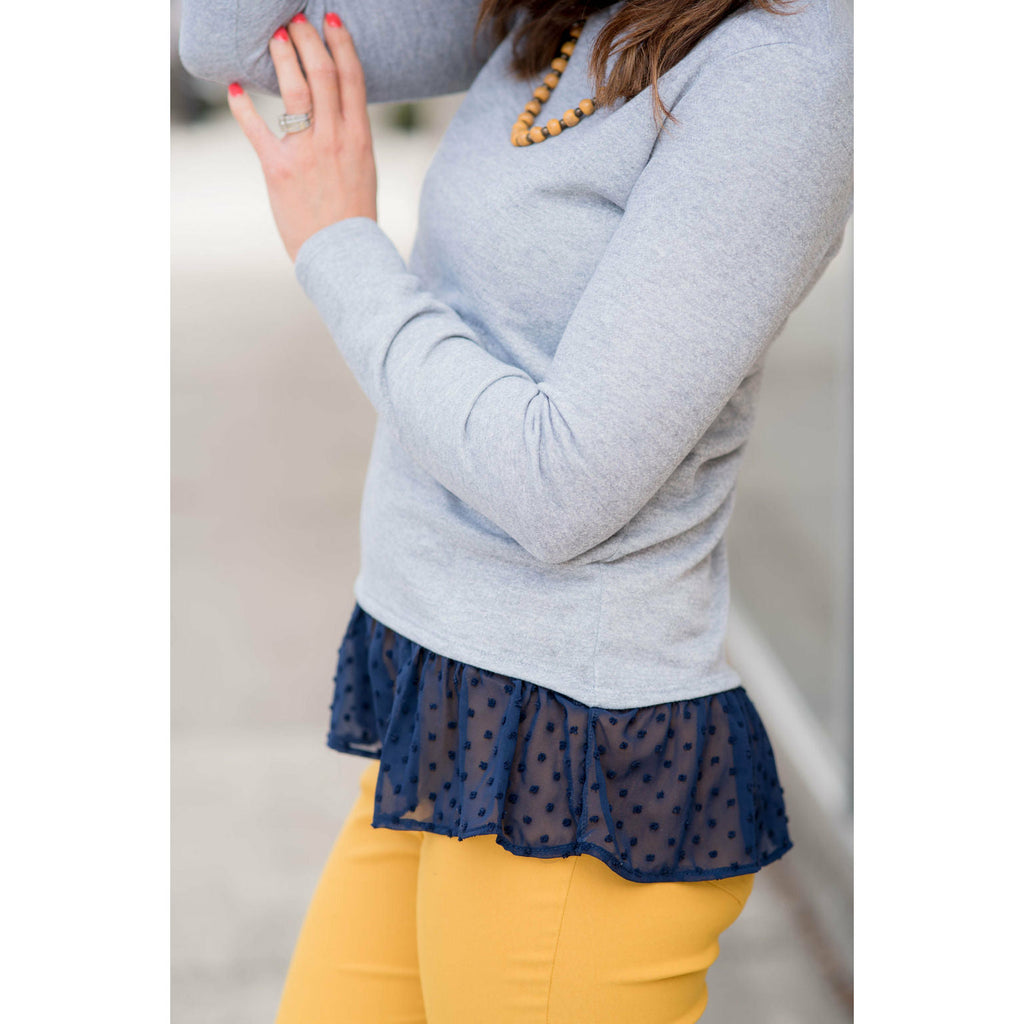 Textured Bottom Sweatshirt - Betsey's Boutique Shop