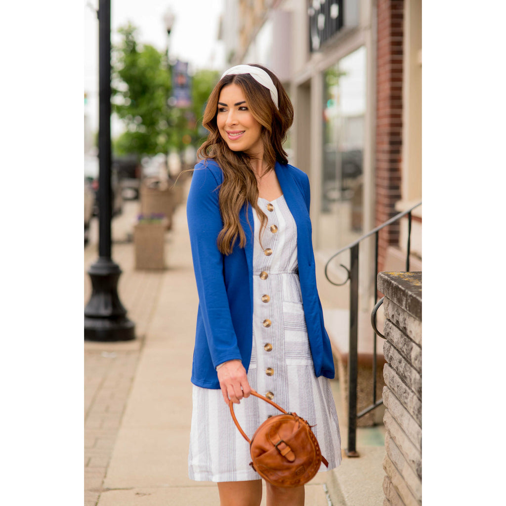 Mixed Striped Button Tank Dress - Betsey's Boutique Shop