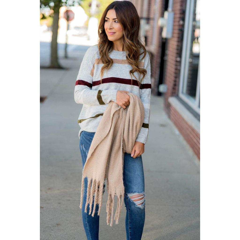 Cute & Cozy Twisted Fringe Scarf - Betsey's Boutique Shop