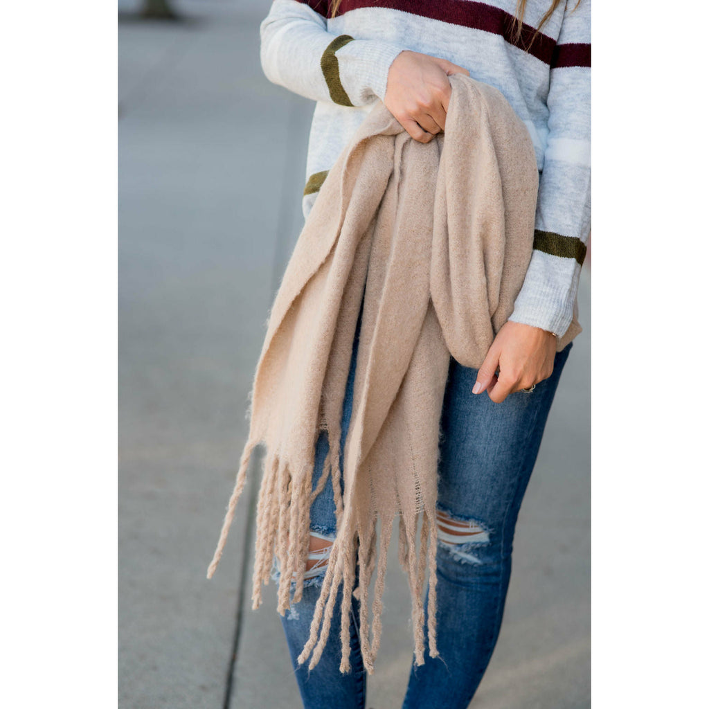 Cute & Cozy Twisted Fringe Scarf - Betsey's Boutique Shop