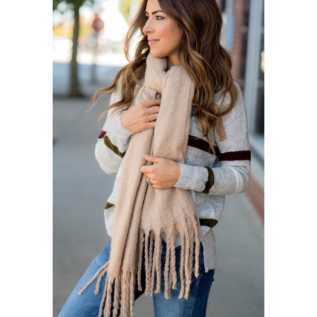 Cute & Cozy Twisted Fringe Scarf - Betsey's Boutique Shop