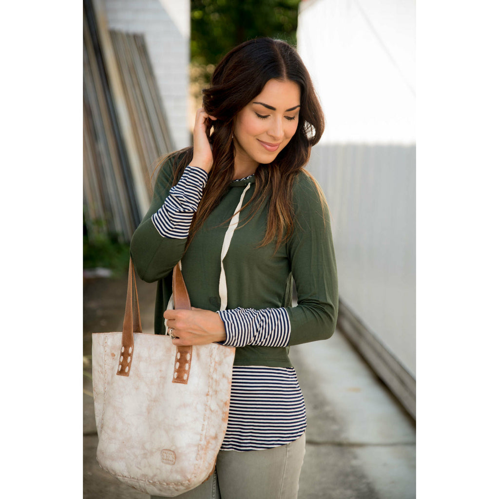 Striped Tipped Hoodie - Betsey's Boutique Shop