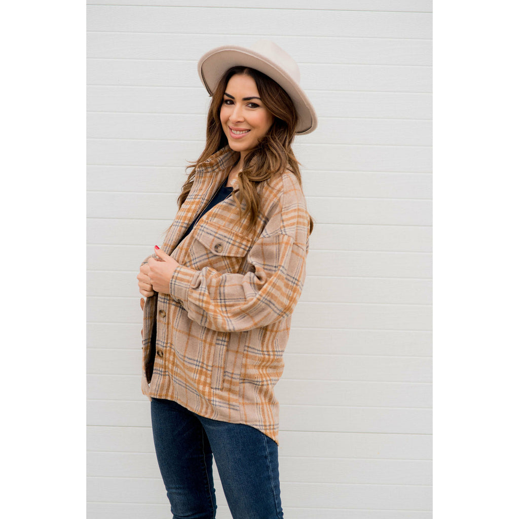 Lazy Days Neutral Toned Plaid Shacket - Betsey's Boutique Shop