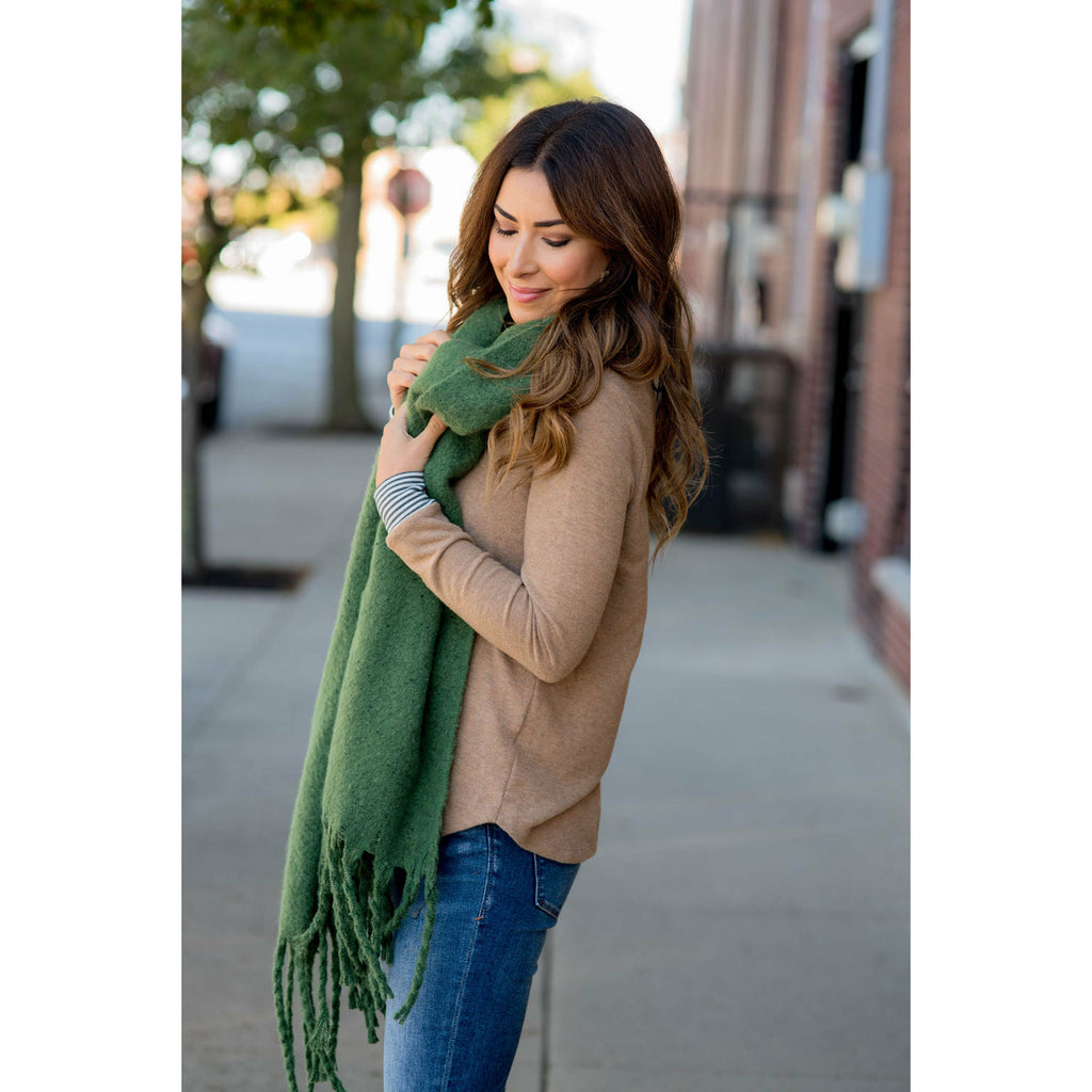 Cute & Cozy Twisted Fringe Scarf - Betsey's Boutique Shop